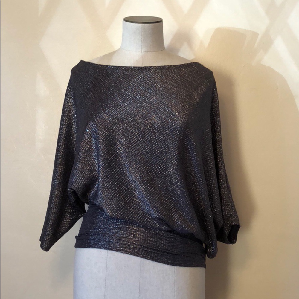✨Loila USA Metallic Top w/ Asymmetric Slouch✨